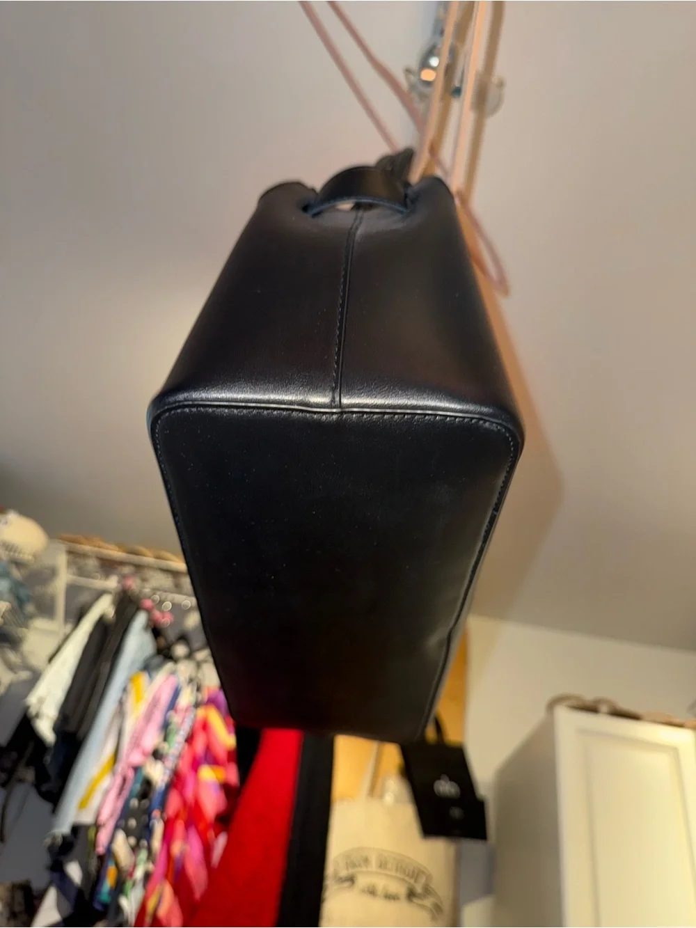 Women's Black faux Leather Top-Handle Bag with Buckle Detail new with tag H&M